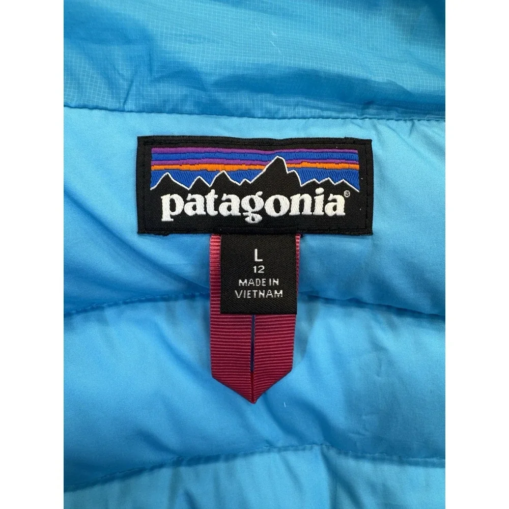 Patagonia Girls Size Large 12 Down Vest Blue Puffer Full Zip